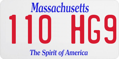 MA license plate 110HG9