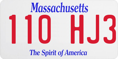 MA license plate 110HJ3