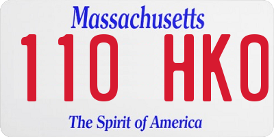 MA license plate 110HK0