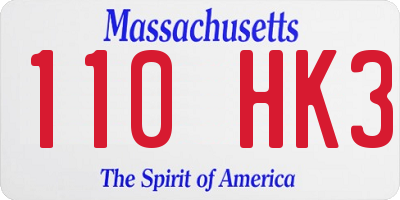 MA license plate 110HK3