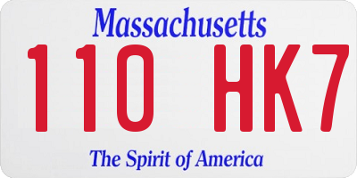 MA license plate 110HK7