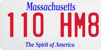 MA license plate 110HM8