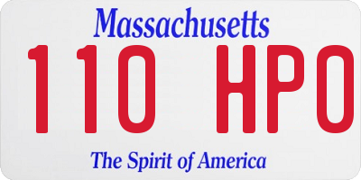 MA license plate 110HP0