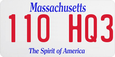 MA license plate 110HQ3