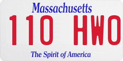 MA license plate 110HW0