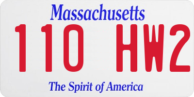 MA license plate 110HW2