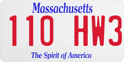 MA license plate 110HW3
