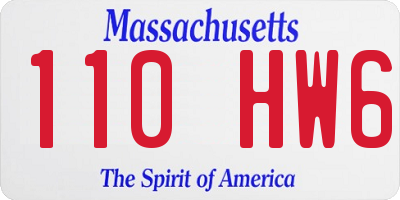 MA license plate 110HW6