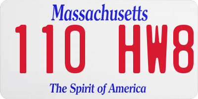 MA license plate 110HW8
