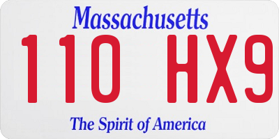 MA license plate 110HX9