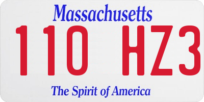 MA license plate 110HZ3