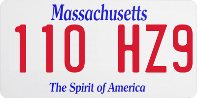 MA license plate 110HZ9