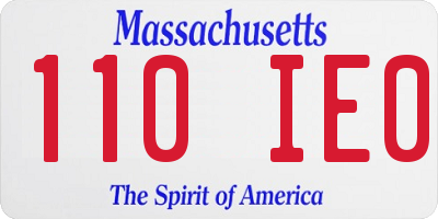 MA license plate 110IE0