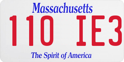 MA license plate 110IE3