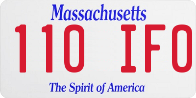 MA license plate 110IF0