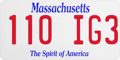 MA license plate 110IG3