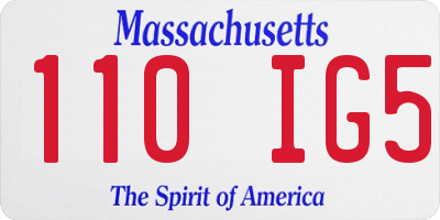 MA license plate 110IG5