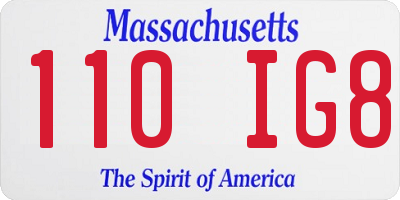 MA license plate 110IG8