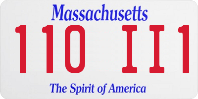 MA license plate 110II1