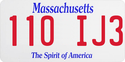 MA license plate 110IJ3
