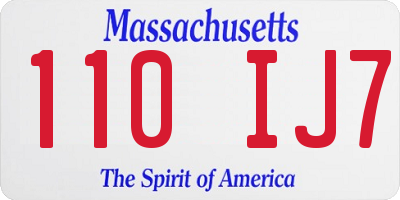 MA license plate 110IJ7
