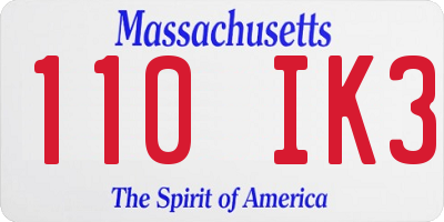 MA license plate 110IK3