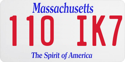 MA license plate 110IK7