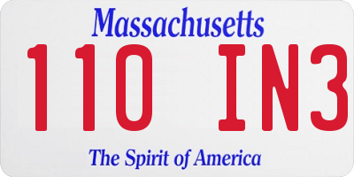 MA license plate 110IN3