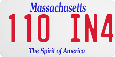 MA license plate 110IN4
