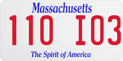 MA license plate 110IO3