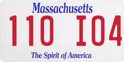 MA license plate 110IO4