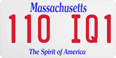 MA license plate 110IQ1