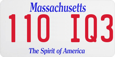 MA license plate 110IQ3