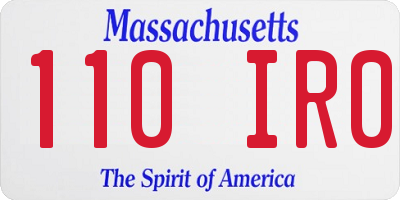 MA license plate 110IR0