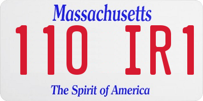 MA license plate 110IR1