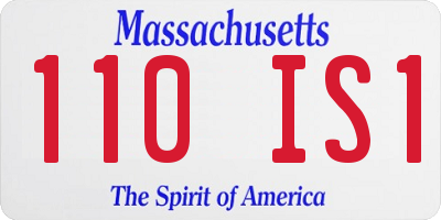 MA license plate 110IS1