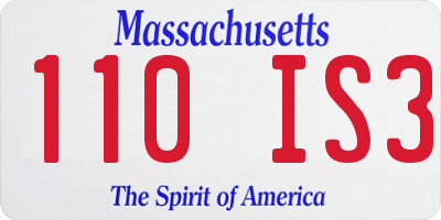 MA license plate 110IS3