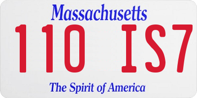 MA license plate 110IS7