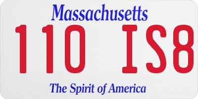 MA license plate 110IS8