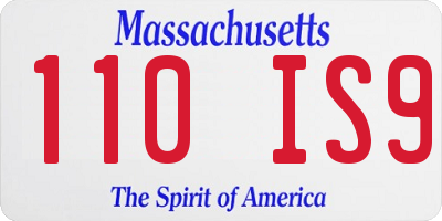 MA license plate 110IS9