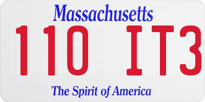 MA license plate 110IT3