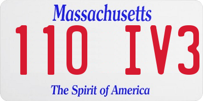 MA license plate 110IV3