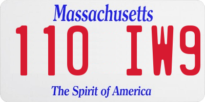MA license plate 110IW9