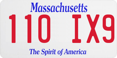 MA license plate 110IX9