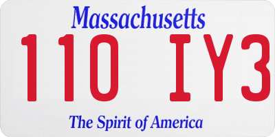 MA license plate 110IY3