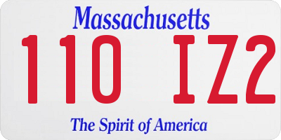 MA license plate 110IZ2