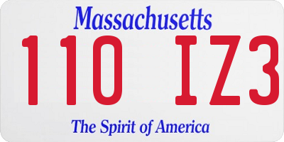 MA license plate 110IZ3
