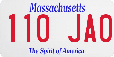 MA license plate 110JA0
