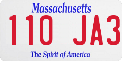 MA license plate 110JA3