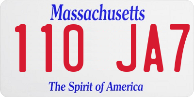 MA license plate 110JA7
